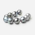 9 - 10mm Silver Tahitian 2mm Large Hole Saltwater Pearls 3.5 inch 10 Beads - Beadsofcambay.com