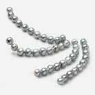 9 - 10mm Silver Tahitian 2mm Large Hole Saltwater Pearls 3.5 inch 10 Beads - Beadsofcambay.com