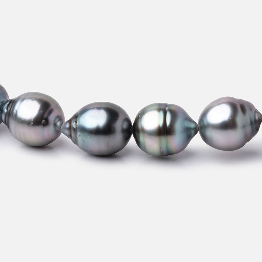 9 - 10mm Silver Tahitian Saltwater Pearl Beads 16 inch 36 pieces A - Beadsofcambay.com