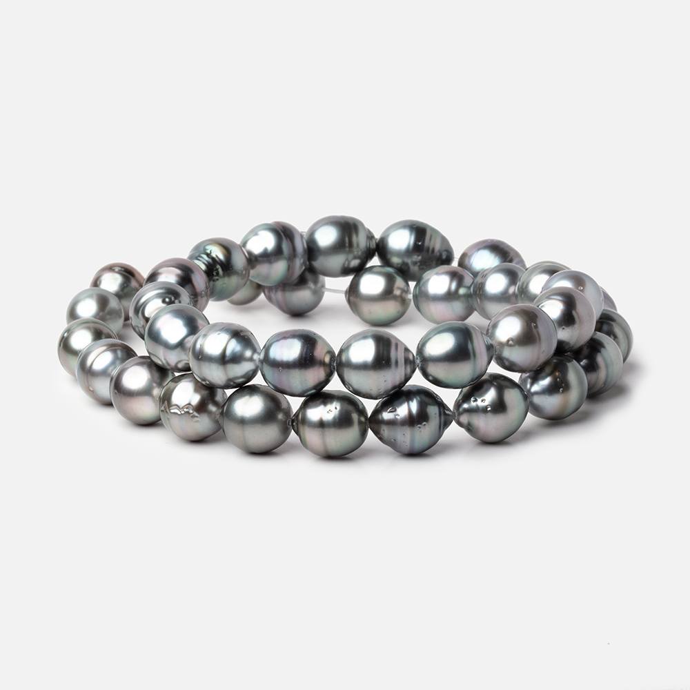 9 - 10mm Silver Tahitian Saltwater Pearl Beads 16 inch 36 pieces A - Beadsofcambay.com