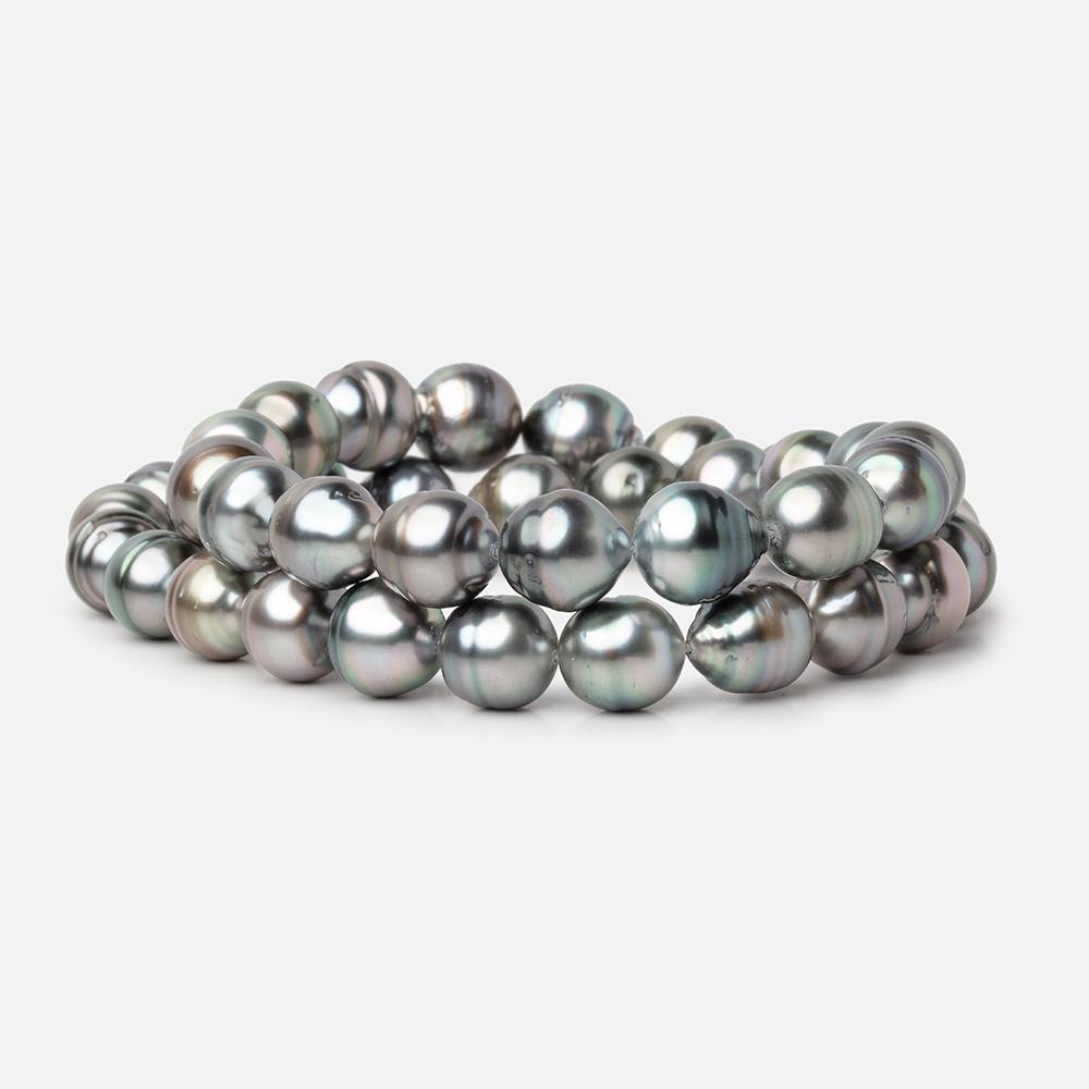 9 - 10mm Silver Tahitian Saltwater Pearl Beads 16 inch 39 pieces A - Beadsofcambay.com