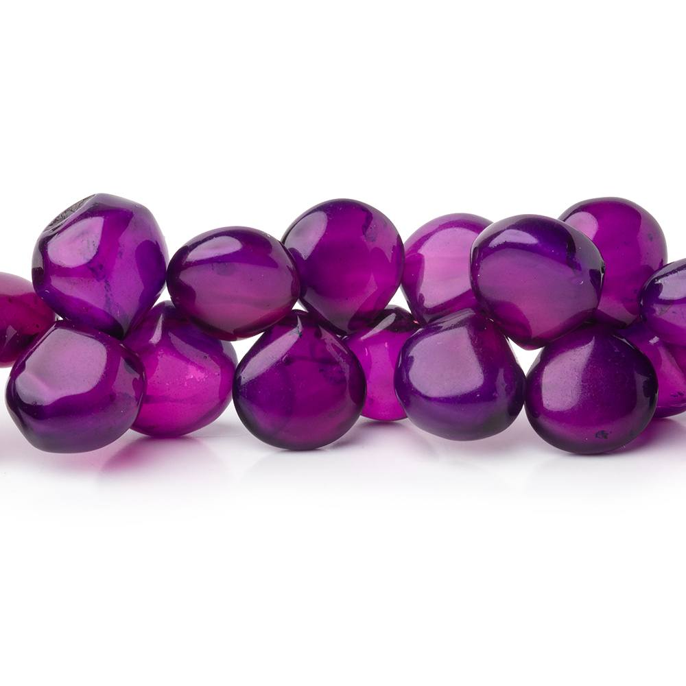 9 - 11mm Pansy Purple Chalcedony Plain Heart 7.5 inch 46 Beads - Beadsofcambay.com