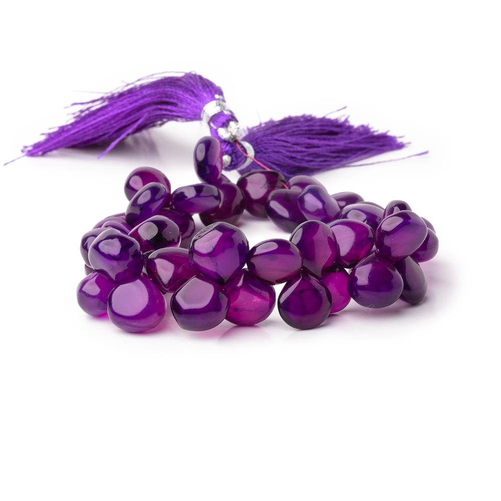 9 - 11mm Pansy Purple Chalcedony Plain Heart 7.5 inch 46 Beads - Beadsofcambay.com