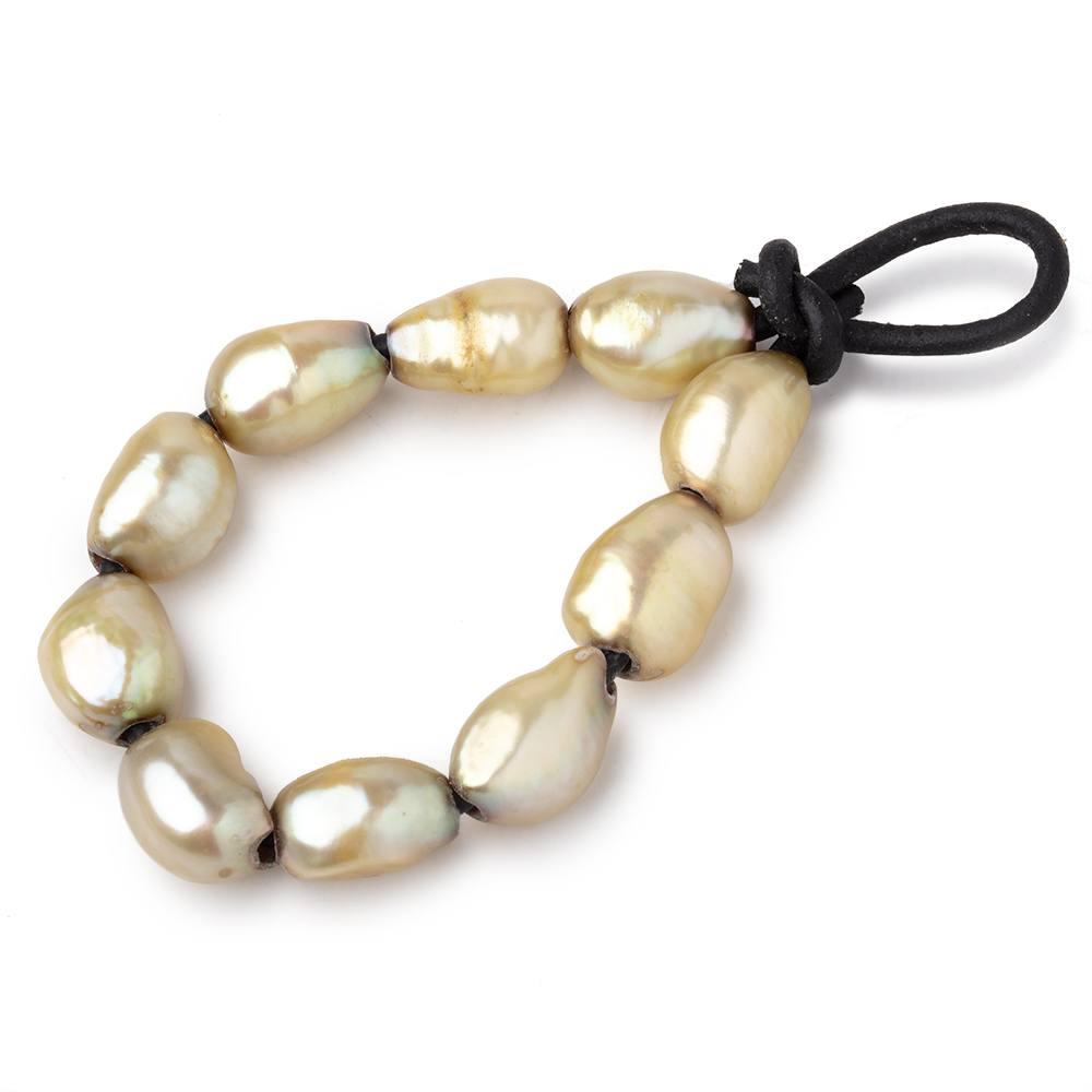 9 - 12mm Sage Green Large Hole Baroque Pearls Set of 10 - Beadsofcambay.com