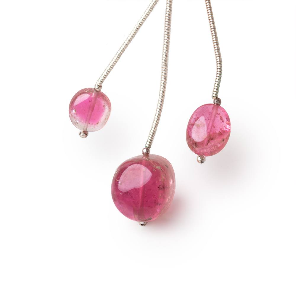 9-13mm Rubellite Tourmaline Plain Nugget Focal Beads Set of 3 AA - Beadsofcambay.com