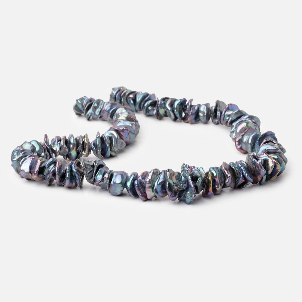 9-14mm Peacock Center Drill Keshi Freshwater Pearls 15 inch 90 Beads - Beadsofcambay.com
