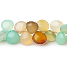 9 - 9.5mm Multi Color Chalcedony Faceted Hearts 7 inch 47 Beads - Beadsofcambay.com