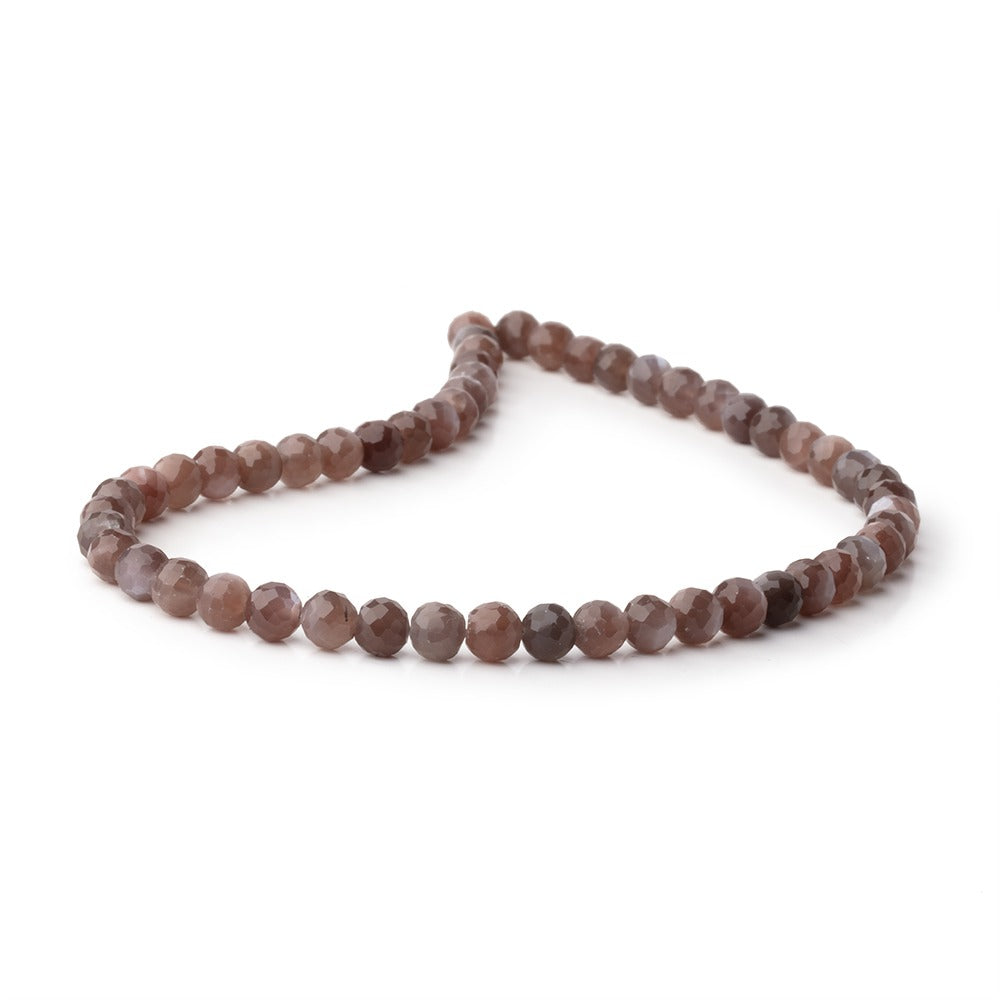 6.5mm Chocolate Moonstone Faceted Round 13.25 inch 53 Beads AA - BeadsofCambay.com
