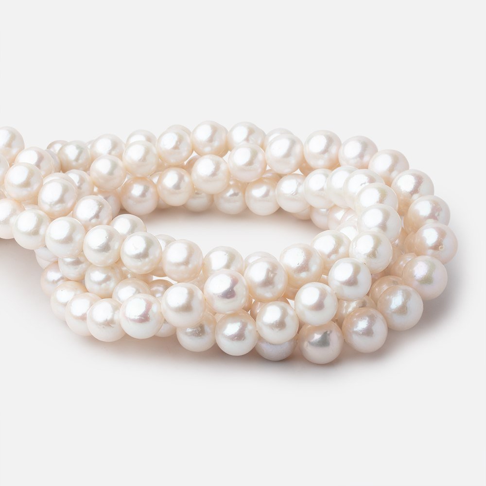9.5-11mm Off White Near Round Freshwater Pearls 15.75 inch 40 Beads - Beadsofcambay.com