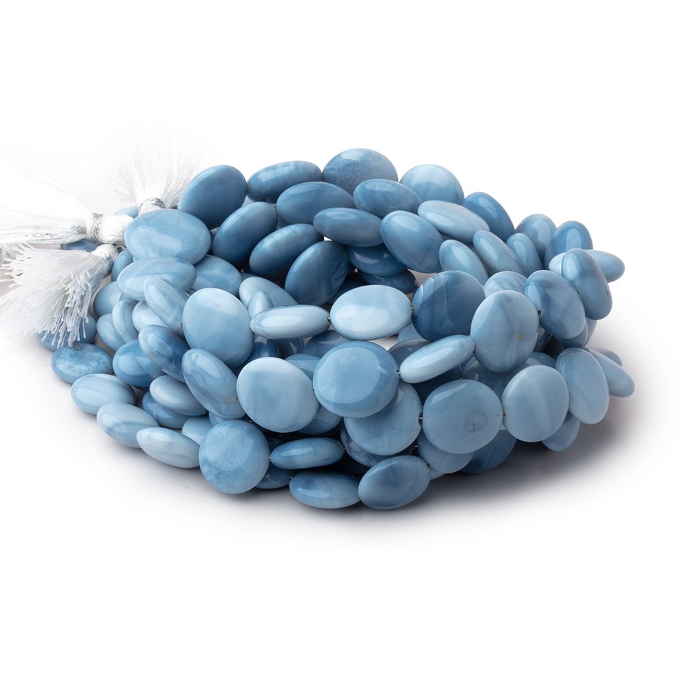 9.5 - 15mm Owyhee Blue Opal Plain Coin Beads 16 inch 34 pieces - Beadsofcambay.com