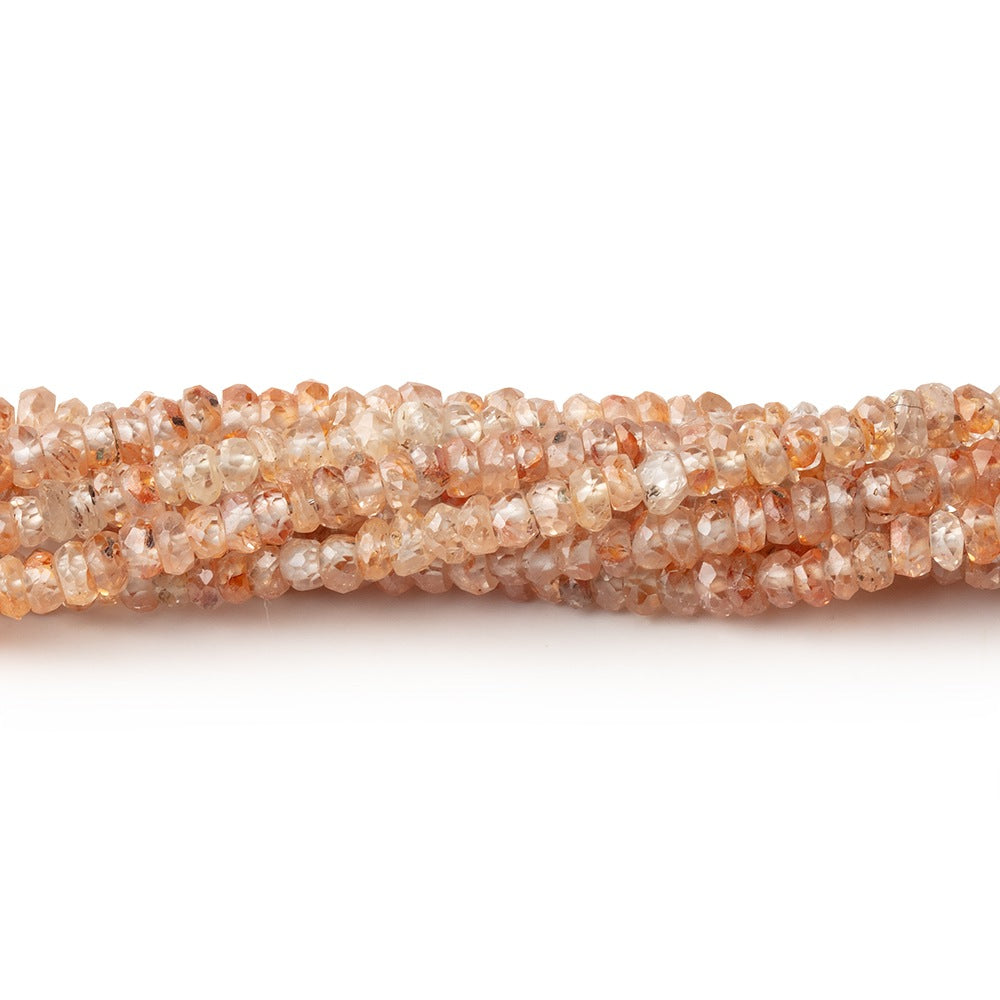 3mm Rose and Champagne Zircon Faceted Rondelle Beads 14 inch 200 pieces - BeadsofCambay.com