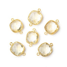 13x13mm Vermeil Bezeled Citrine faceted pillow Connector 1 piece- BeadsofCambay.com