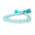 9.5mm Seafoam Blue Chalcedony Faceted Coin Beads 8 inch 22 pieces - Beadsofcambay.com