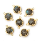 9.5mm Vermeil Bezel Labradorite Faceted Coin 1 Connector - Beadsofcambay.com
