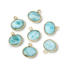 9.5x11mm Vermeil Bezel Larimar Faceted Oval Pendant 1 piece AA - Beadsofcambay.com