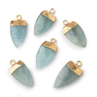 19x10mm Gold Leafed Aquamarine faceted Point Pendant 1 piece - BeadsofCambay.com