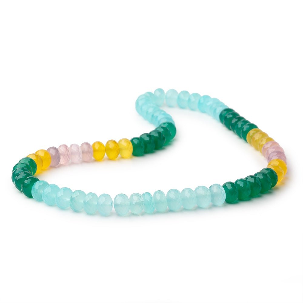 9mm Multi Color Chalcedony Faceted Rondelle 15.5 inch 65 Beads - Beadsofcambay.com