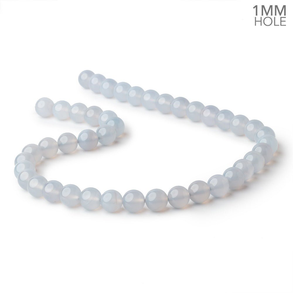 9mm Turkish Blue Chalcedony Plain Round Beads 15.5 inch 42 pieces - Beadsofcambay.com