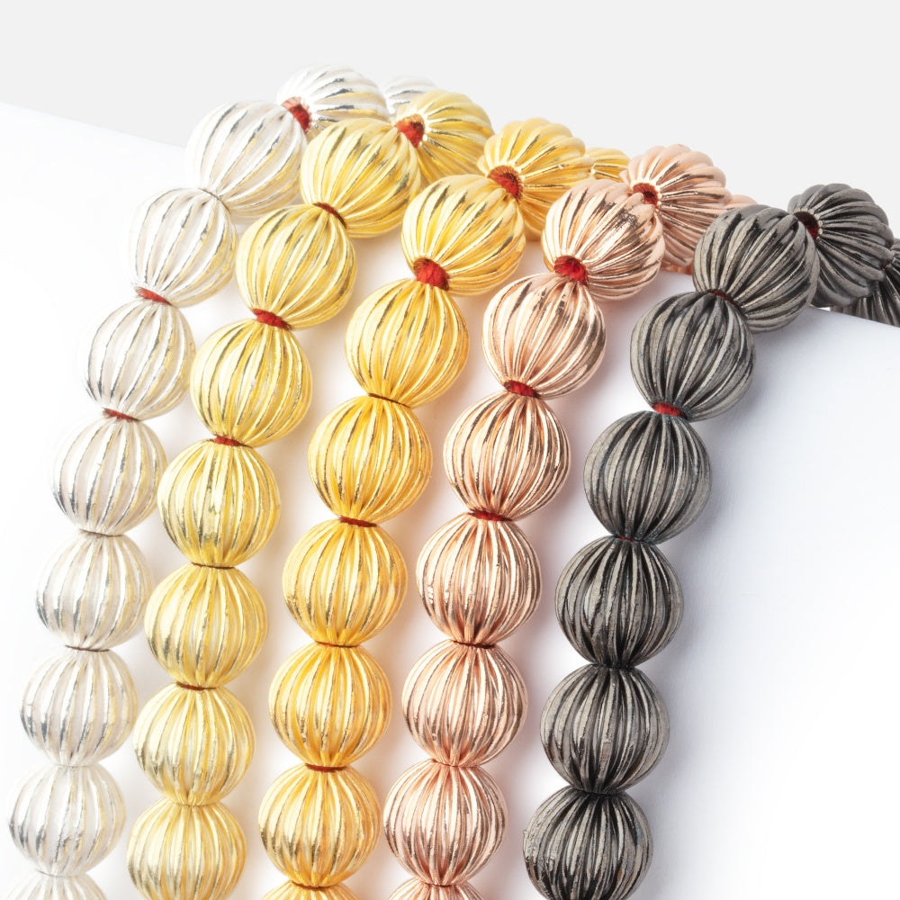 9mm Corrugated Round Beads - BeadsofCambay.com