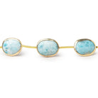 9x10 - 12x15mm Vermeil Bezel Larimar Faceted Nuggets 8 inch 9 Beads - Beadsofcambay.com