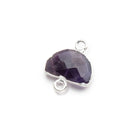 9x14mm Silver Leafed Amethyst Faceted Half Moon Focal Connector 1 piece - Beadsofcambay.com