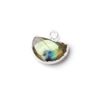 9x14mm Silver Leafed Labradorite Faceted Half Moon Focal 1 Pendant - Beadsofcambay.com