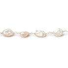 9x5-12x6mm Peach Keshi Pearls on .925 Silver Chain - Beadsofcambay.com