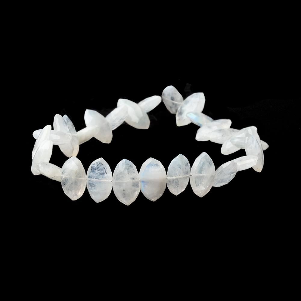 9x6 - 11x7mm Rainbow Moonstone Faceted Marquise 8 inch 28 Beads - Beadsofcambay.com