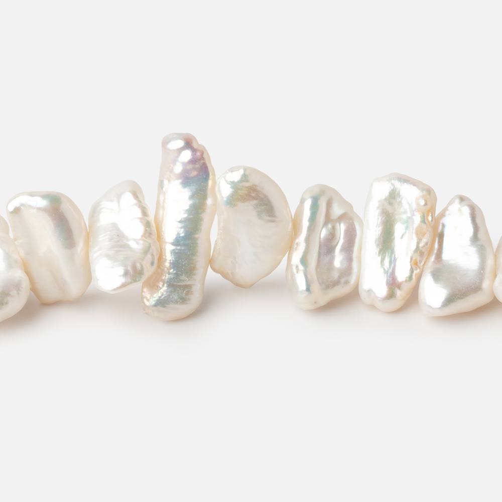 9x6 - 15x8mm Creamy White Biwa Freshwater Pearls 15.5 inch 59 beads AA - Beadsofcambay.com
