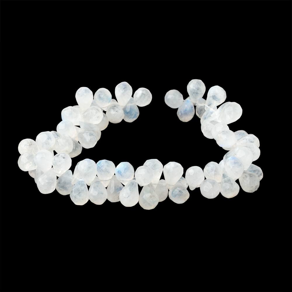 9x6mm Rainbow Moonstone Faceted Tear Drop 8.5 inch 59 Beads - Beadsofcambay.com
