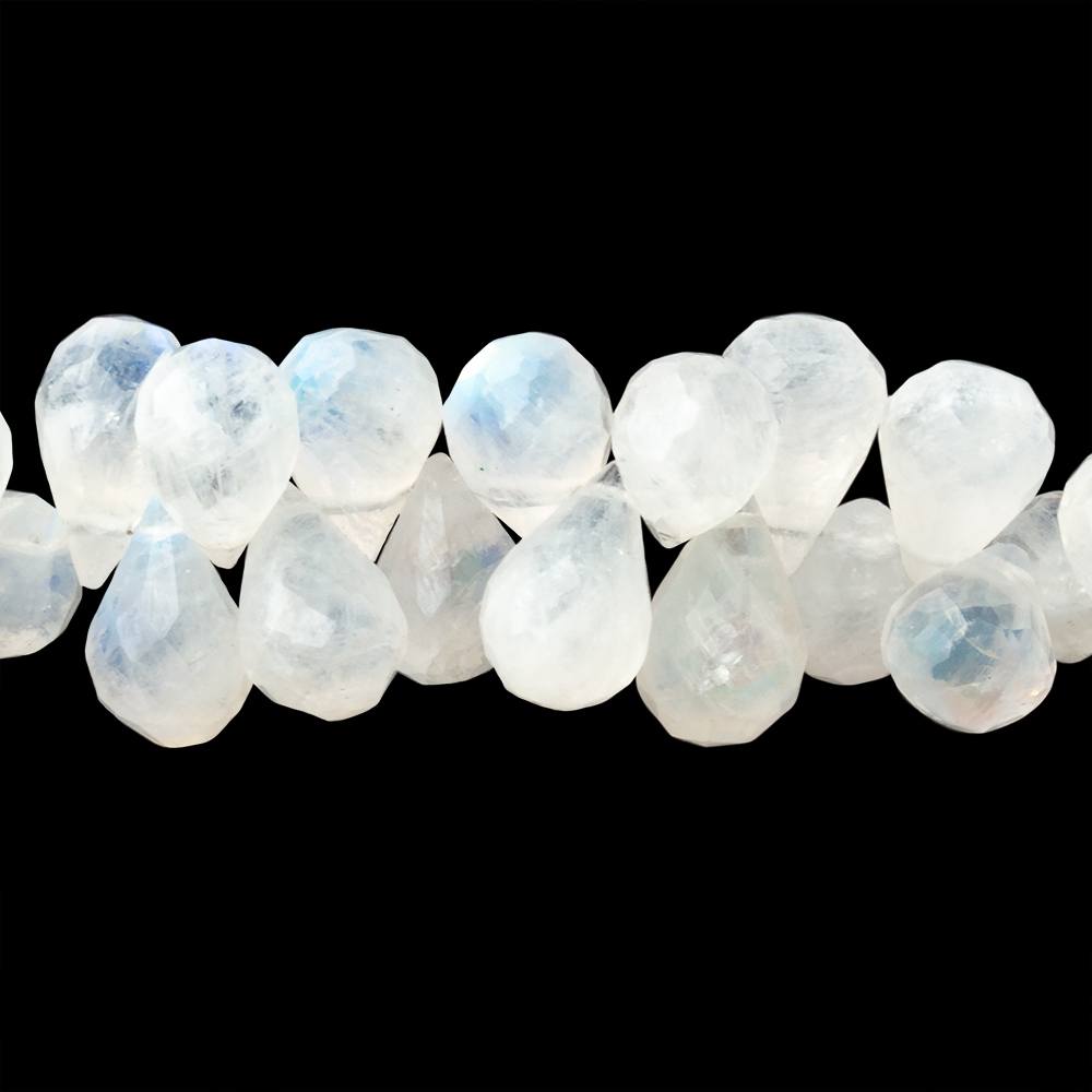 9x6mm Rainbow Moonstone Faceted Tear Drop 8.5 inch 59 Beads - Beadsofcambay.com