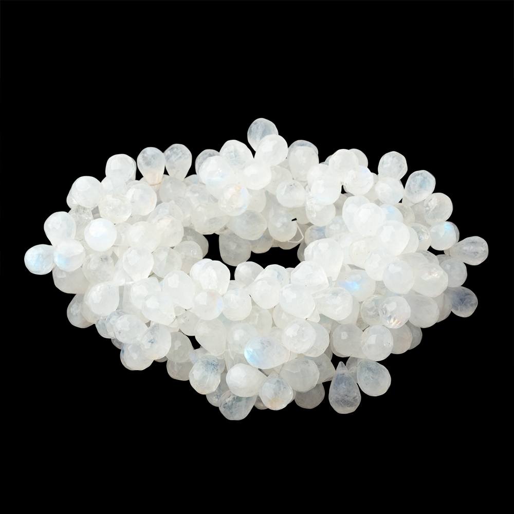 9x6mm Rainbow Moonstone Faceted Tear Drop 8.5 inch 59 Beads - Beadsofcambay.com