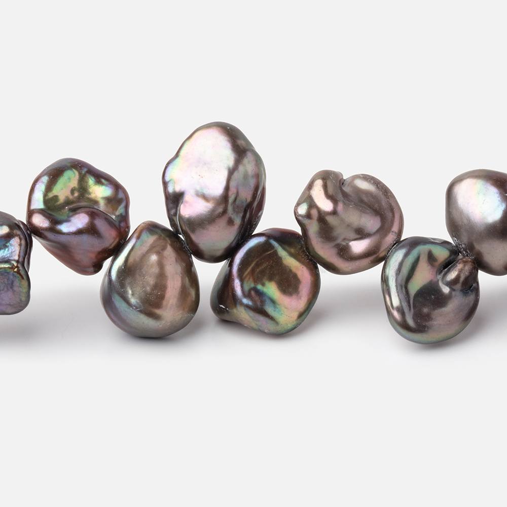 9x9 - 11x10mm Peacock Top Drill Keshi Freshwater Pearls 15 inch 56 Beads - Beadsofcambay.com