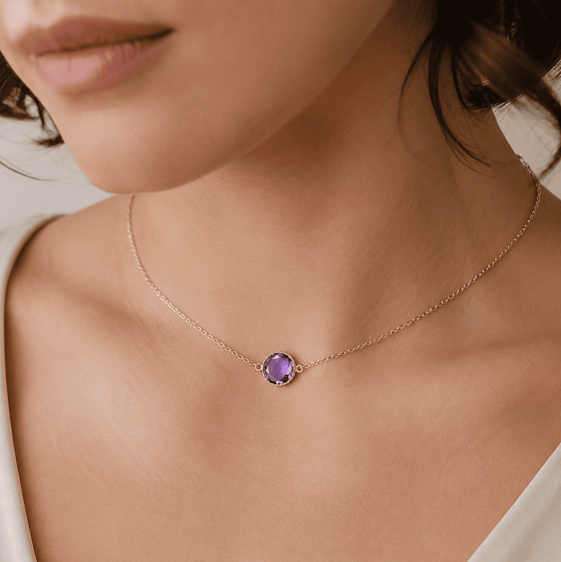 Girl Wearing Connector Necklace