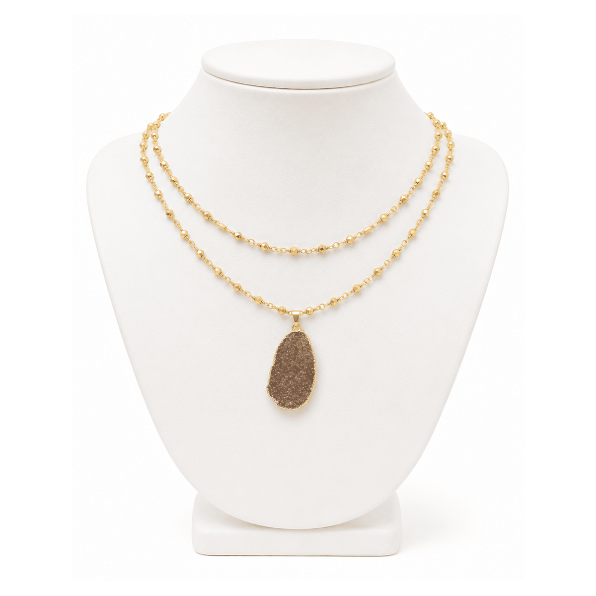 Gold Brown Drusy Necklace