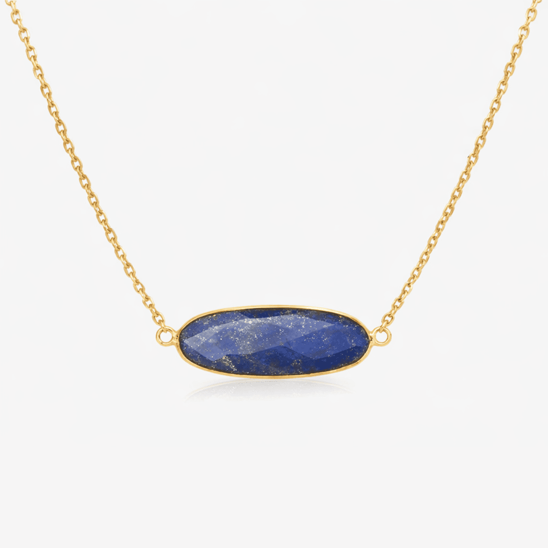 Blue Lapis lazuli Oval Necklace