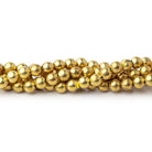 Brass Plain Round Beads on an 8 inch Strand - Beadsofcambay.com