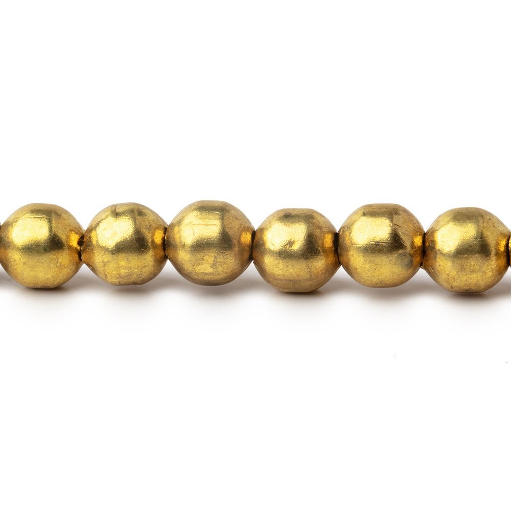 Brass Plain Round Beads on an 8 inch Strand - Beadsofcambay.com