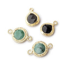 Lot of 4 Vermeil Rope Bezel Set Gemstone Focal Beads - Beadsofcambay.com