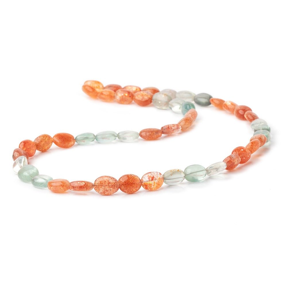 Multi Color Madagascar Sunstone Plain Oval 18 inch 43 Beads 8x7-11x8mm - Beadsofcambay.com
