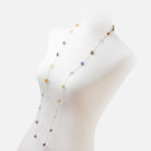 Multi Gemstone Faceted Cushion .925 Silver Bezel Set Chain Necklace AAA - Beadsofcambay.com