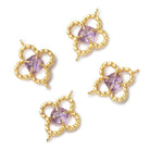 Pink Amethyst Pillow Set in a Vermeil Bezel Quatrefoil 1 Connector - Beadsofcambay.com