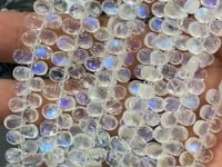 Beadsofcambay 7-8mm Rainbow Moonstone Plain Pear Beads Thumbnail