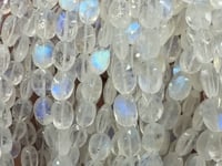 Beadsofcambay 6-7.5mm Rainbow Moonstone Faceted Oval Beads Thumbnail