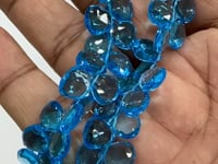 Beadsofcambay 7-9mm Swiss Blue Topaz Faceted Heart Beads Thumbnail Image 1