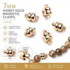 Set of 5 - 7mm Honey Gold Plated Magnetic Clasps - Beadsofcambay.com