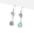 Sterling Silver Labradorite Cabochon Earwire Set of 2 pieces - Beadsofcambay.com