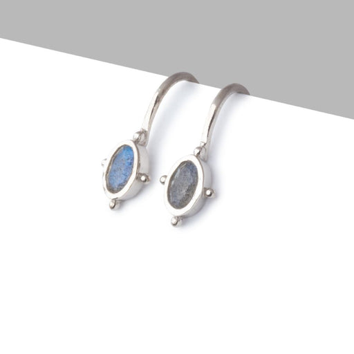 Sterling Silver Labradorite Oval Earring Set of 2 pieces - Beadsofcambay.com