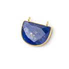 Vermeil Bezel Lapis Lazuli Faceted Half Moon Connector 1 piece - Beadsofcambay.com