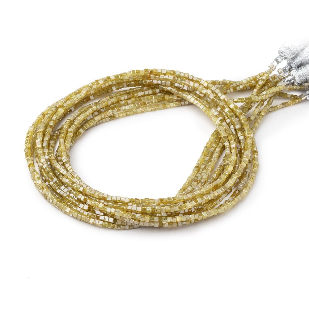 1-1.5mm Canary Yellow Diamond Unfaceted Cube Beads 16 inch 315 pieces - Beadsofcambay.com